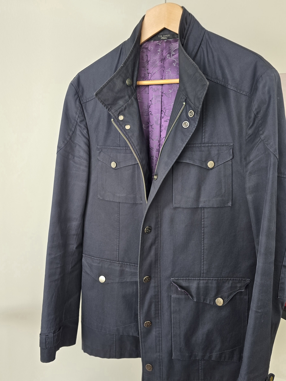 Ted Baker Navy Utility Field Jacket Purple Floral Lining